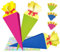 UIKTSSL 9pcs Geschwister Schultüte,Schultüte Bastelset, Faltbare Zuckertüte für die Einschulung zum Schulanfang, Geschenkverpackung Schultüte für Junge und Mädchen