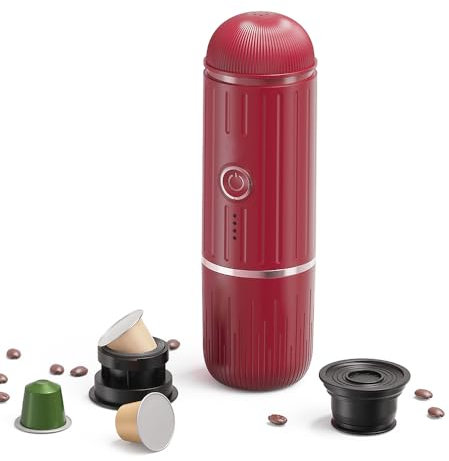 YIWEOG Caffettiera elettrica portatile compatibile con cialde NS e caffè macinato 19 Bar 100W Riscaldamento wireless Macchina per caffè espresso da viaggio per viaggi/campeggio/ufficio/casa
