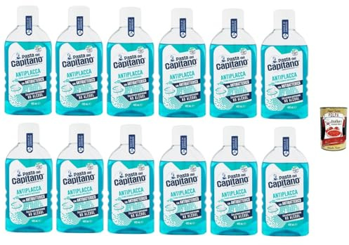 Pasta del Capitano Collutorio Antiplacca - Enjuague bucal antiplaca, higiene bucal antiplaca, 12 x 400 ml + Polpa italiana Gourmet 400 g