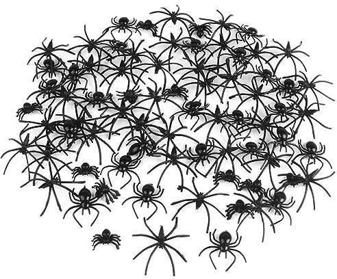 YIYA 200 Pezzi di Halloween Ragno Falso Ragno di Plastica Nero con 3 Dimensioni Mini Ragni Finti Realistici per Feste Horror di Halloween Decorazione di Halloween per Case Stregate