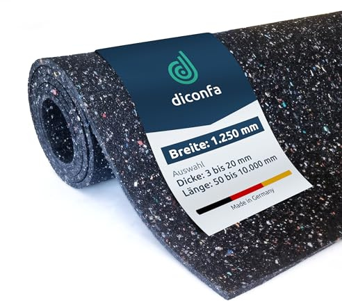 diconfa Bautenschutzmatte BREITE 1250mm 125cm 1,25m- WÄHLBAR - Dicke: 3mm bis 20mm - LÄNGE: 0,05m bis 10m - Auswahl: 0,55m 55cm lang, 8mm stark - Gummimatte Meterware Gummigranulat Gummiregenerat