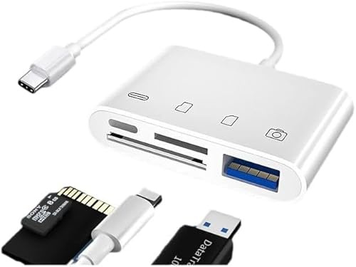 Lector de tarjetas USB C SD 4 en 1 USB-C a cámara adaptador de tarjeta de memoria con puerto de carga, USB 3.0 hembra OTG adaptador para Pro MacBook Pro/Air Galaxy y más dispositivos USB C