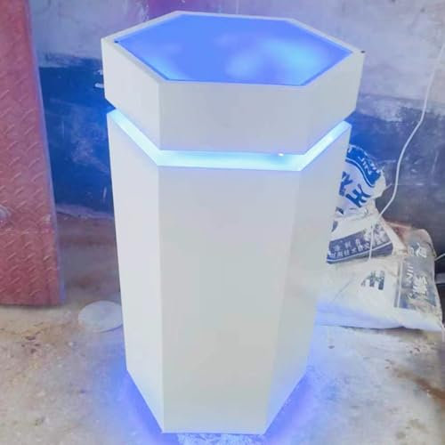 Messe Theke Empfangstheke Sechseckiger Holzständer für Die Präsentation, Lichtstreifen-Design-Werbeständer, 20 28 31 39 Bodensockel für Die Präsentation von Skulpturen, Eventdekor(W 50 x H 60cm (1