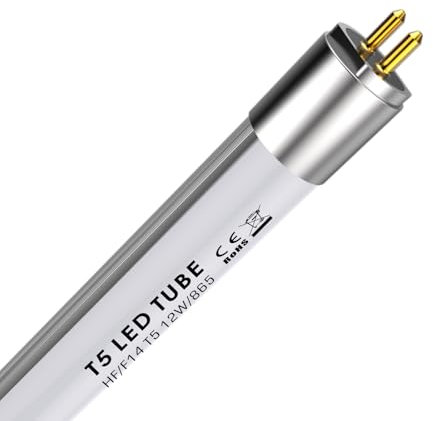 IHYCTV Tubo LED T5 54,9 cm 12 W 1550 lm (130 lm/W), bianco giorno 6500 K, riempimento fluorescente 30 W, compatibile EVG G5, diffusione 140° antiriflesso (1 pezzo)