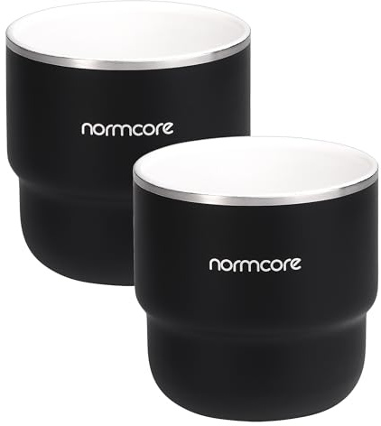 Normcore Espresso-Kaffeetassen, 200 ml, Espresso-Kaffeetasse mit Keramikbeschichtung, doppelwandige Edelstahl-Kaffeetassen, 2 Stück, 210 ml, Schwarz