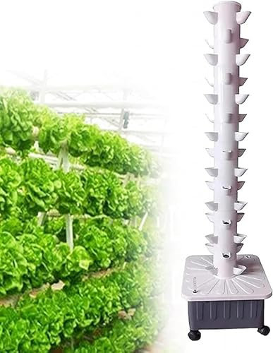 GLFNB Hydroponik-Turm mit 15 Etagen und 45 Löchern, Aquaponik-Anbausystem, Hydroponik-Anbausystem für Gewächshäuser, erdloser Anbau, Aeroponik-Turm mit feuchtigkeitsspendendem PUM-Timer für Blattg