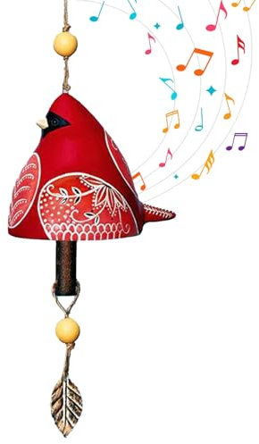 Tissting Vogelgesang Glocken Windspiel, Cerami Glockenspiel zum Aufhängen, rustikales Windspiel, Vogelgesang Glocke, Musik Wind Anhänger, Röhrenglocke, Türklingel für den Hausgarten (Rot)