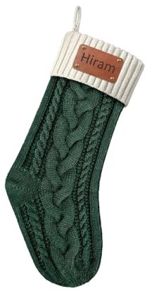 HOBULL Weihnachtsstrumpf Personalisiert 46cm Großer Nikolausstrumpf Personalisiert Namen, Gestrickter Weihnachtssocken Kamin Hängenden Decorations Geschenk für Christmas, Feiertags, Familienparty