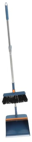 Cabilock Broom Dustpan for Home Garage Foldable Stainless Steel Standing Upright Dustpan Handle for Household Cleaning in Kitchen Office
