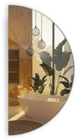 Moderner Halbrunder Spiegel Halbrunder Loft-Wandspiegel für Schlafzimmer Wohnzimmer Rahmenlos Horizontales und Vertikal 90 cm