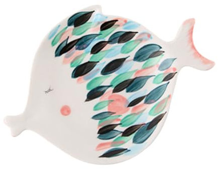 Cabilock Plato Cerámico Forma Pescado Bandeja Para Snacks y Postres Plato Diseño Pez Para Aperitivos Ligero y Compacto Uso Versátil Para Hogar