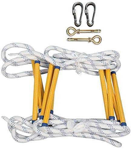 Fire Escape Ladders 3 Meters Fire Escape Ladder Anti-Skid Rescue Rope Emergency Work Fire Escape with Hook Carabins Lifesaving Rock Climbing Escape/5M/16Ft