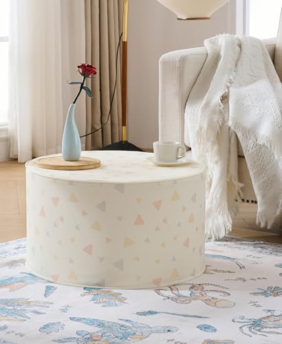 Weaverlane Hochdichter Schaumstoff-Pouf für Wohnzimmer, Schlafzimmer, Spielzimmer, Vollschaum-Füllung, Fußstütze für Couch, extra Sitzgelegenheit, Heimdekoration, groß, fest, stützendes PU (orangeblau