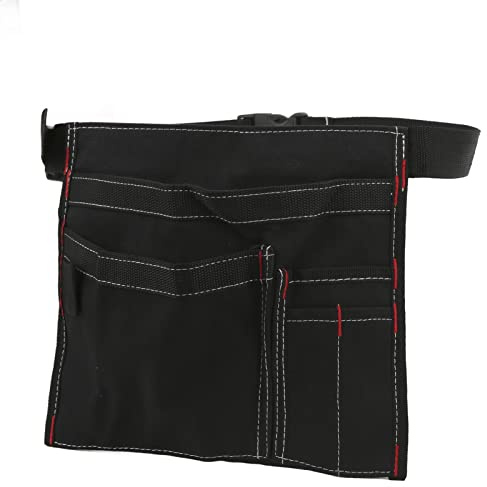 Canvas -Werkzeuggürtelbeutel, Organizer Speicher mit 6 Taschen, 12 -Unzen -Leinwandmaterial, Werkzeugbeutel Schulterbeutel, für Workshop, Holzbearbeitung, Tasche (Schwarz)