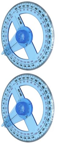 Goniometro a 360 gradi, 2 pezzi, goniometro per matematica, strumento di misurazione, goniometro trasparente, righello, materiale scolastico