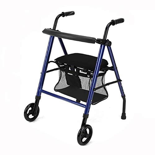 TRTDYFKH Gehhilfe, Aluminiumlegierung, zusammenklappbar, leichtes Gehgestell, Gehwagen, Einkaufswagen mit Sitz und 2 Rädern