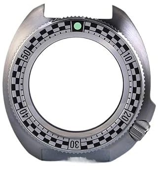 XTINKOPW Montre de plongée en Acier 6105, boîtier de Montre de plongée, Compatible avec Le Mouvement NH35/36, Montre Super Lumineuse et étanche(Steel-Black)
