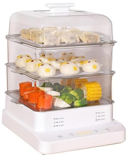 22L di piroscafo Alimentare a 3 Livelli | 6 modalità preimpostata e Vapore istantaneo 9s | Rastrelli a Vapore in Acciaio Inossidabile | 800 W per panini, Verdure, carni, Riso