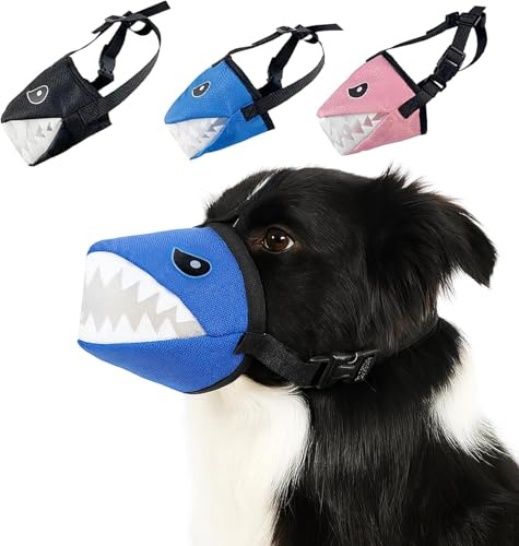 Colenumone Hai-Maulkorb fuir Hunde, weiches, atmungsaktives Netzgewebe,geeignet fr kleine/mittelgroBe/groBe Hunde, verhindert BeiBen, Kauen undAasfressen, ermoglicht Hecheln und Trinken (Rosa,S)
