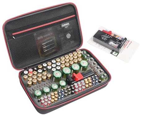 RLSOCO Battery Organizer Case With Tester - Battery Storage Box Holds 120+ Batteries AA,AAA,9V,C and D Size Batteries,BT-168 (Note:Include a battery tester, Not include any batteries)