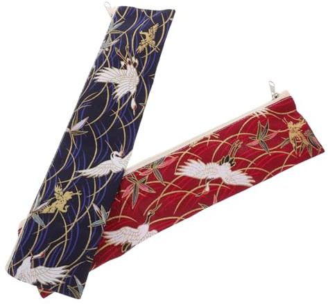 MOTHNUR Essstäbchentasche Mit Reißverschluss 2 Stück Japanische Design | Aufbewahrungstasche EssstäBchen-Tragetasche Bestecktaschen Für Picknick Schule Outdoor Nutzung Aus Baumwolle 26,3x6,2x0,3cm