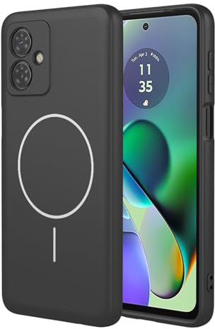 BORYA Silicona Magnético Funda para Motorola Moto G14 4G, Ultradelgado Antigolpes Carcasa, Suave Sedoso Premium TPU Sencillo Estuche, Forro Microfibra Caso. Negro