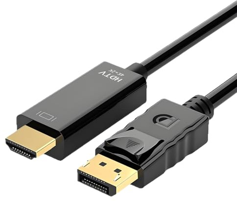 Leloco 4K DisplayPort a HDMI Cable 1,8M, DP a HDMI 4K @ 30Hz PVC, HDMI Displayport Cable para PC, HDTV, ordenador portátil, TV, proyector, monitor, escritorio, etc. 2 unidades