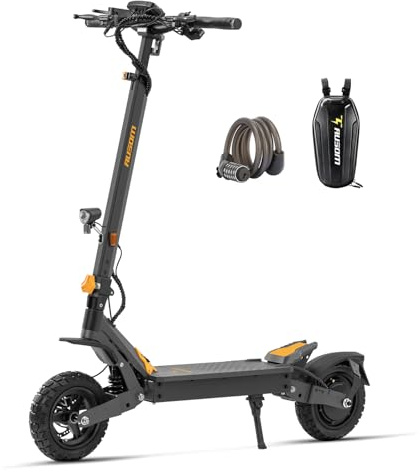 Ausom L1 E-Scooter mit Straßenzulassung (ABE), 70-90km Reichweite, 500W Motor, Max.20 km/h, Faltbarer Offroad Elektroroller für Erwachsene mit Duale Schwingarmdämpfer, Dual-Disc-Bremsen