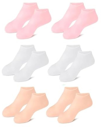 BWOOOWE 6 Paia Calzini Idratanti in Silicone Anti-Rughe e Anti-Cracking per Piedi Secchi Spa Piedi Ammorbidimento e Cura della Pelle
