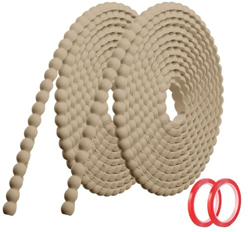 Hengrongshen Zierleisten Selbstklebend Holz (6M x 10mm) Flexible PVC Wandleisten mit 3D Holzperlenbordüre, zum Abziehen und Aufkleben, Ideal für Wand, Spiegelrahmen, Decke, Fliesen, TV-Wandkanten