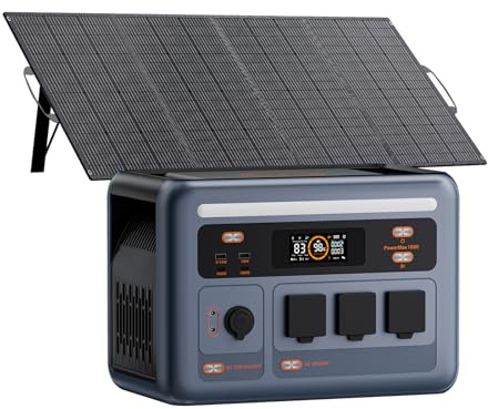 PowerMax 1800SE Estación Eléctrica Portátil 1800W con Panel Solar 200W | Batería LiFePO4 1024Wh, 3 tomas CA 1800W, Carga rápida 0-80% en 45 min, Generador Solar de Emergencia para Acampar