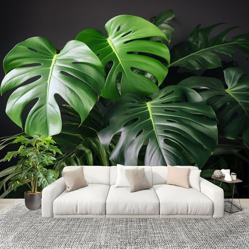 Papel Pintado Infantil 200x140 cm Hd Monstera Deliciosa Tropical Decoración de Habitaciones y Salones Verde Fotomurales Tejido No Tejido para Niños y Niñas Interior Papel Pintado Pared