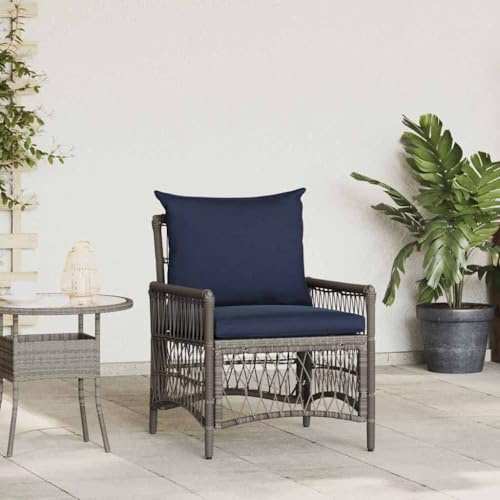 Keeushr Sedia da giardino moderna con cuscino resistente alle intemperie, in resistente rattan sintetico e telaio in acciaio verniciato a polvere per stabilità e durata ottimali