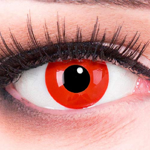 Farbige rote Crazy Fun Kontaktlinsen crazy contact lenses Red Devil Teufel 1 Paar perfekt zu Fasching, Karneval und Halloween. Mit gratis Linsenbehälter + 60ml Pflegemittel