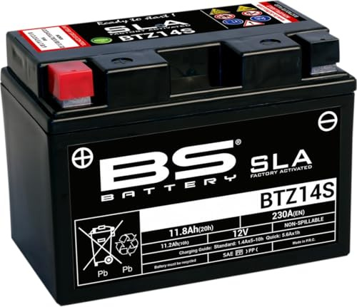BS Battery 300638 BTZ14S AGM SLA Motorrad Batterie, Schwarz, 150 * 86 * 110 cm
