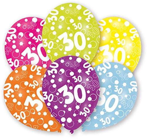 Amscan INT996544 - 6 Latexballons Globaldruck 30 Jahre 27,5 cm / 11, Luftballon