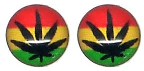 Gekko body joyas par de acero quirúrgico olla de Jamaica hojas Ear Studs