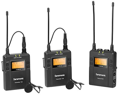 Saramonic UwMic9 Kit 2 TX9 + TX9 + RX9 Micro sans Fil UHF Lav Sys, 2 Bodypack TX + 1 RX