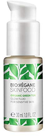 BIO:VÉGANE SKINFOOD Bio Grüntee Glow Fluid für empfindliche Haut, Highlighter mit Schimmerpigmenten, schnell einziehend, vegan, NATRUE-zertifiziert, Naturkosmetik, 30 ml