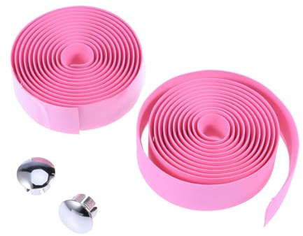 LIOOBO 2 STÜCKE Lenkerband Wrap für Fahrrad Rennrad Selbstklebende Streifen Leichteste Bar Ribbon Cork mit Endstecker, Rosa