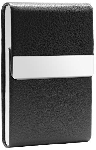 Zigarettenetui Metall Zigaretten Kasten PU Leder Magnetisierte Deckel Zigarettenschachtel Box für Männer Frauen Damen Super Slim Elegante Entwurf Schwarz