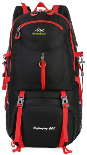 Rojeam Trekkingrucksack Herren Damen Wasserdichter Wanderrucksack Reiserucksack Rucksack Für Reisen Wandern Outdoor, Schwarz, 50 Liter