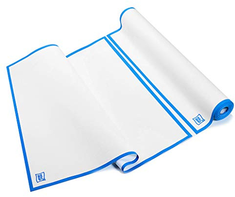 ROLL DRAP – Rollo de 10 Paños Extra Ancho | Para Cristales y Espejos | 100% Algodón | Reutilizables | 52 x 64 cm | Blanco con cenefa azul | Formato Rollo, en Unidades Precortadas
