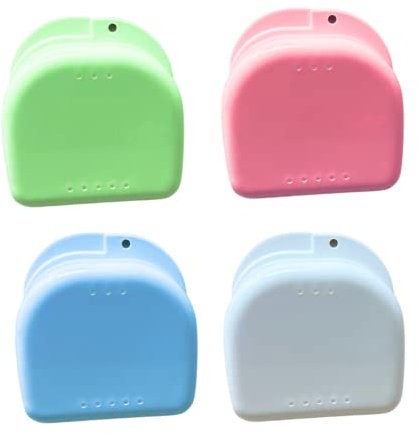 Cura Farma Cura Dental Box Portaprotesi In Plastica – 4 Pezzi - Per Dentiera, Custodia Bite Dentale, Apparecchio Denti, Ortodonzia, Paradenti - Con Fori Di Sfiato E Coperchi Con Cerniera - Originale