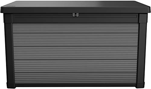 Ondis24 Keter Kissenbox Premier Box, Sitztruhe, XL Gartenbox, Outdoor Auflagenbox, Kissentruhe Garten, Sitzbank, regensicher (380 Liter)