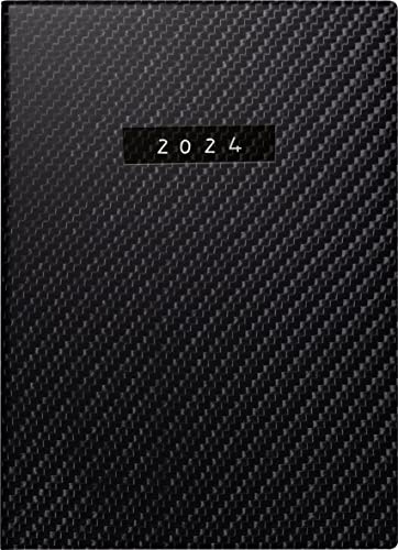 rido/idé Tageskalender „Carbon“ Modell Technik II 2024 1 Seite = 2 Tage Blattgröße 10 x 14 cm schwarz