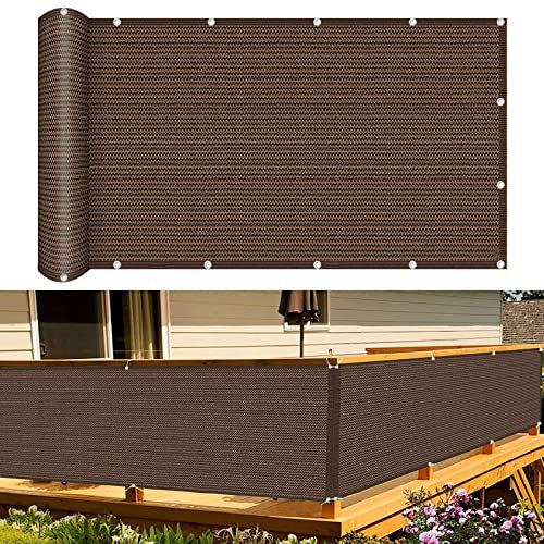 Balkon Sichtschutz Balkonabdeckung 80 x 450 cm Windschutz Staubschutz Balkon Sichtschutz Bespannung mit Ösen und Kabelbinder für Garten Balkon Terrasse Outdoor, Braun