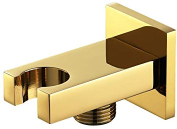 CASOTA Support de Douche avec Sortie d'eau, Support de tête en Laiton Massif 1/2 Support de Baguette Murale for douchette de Salle de Bain ou douchette de Bidet de Toilette, Or Titane