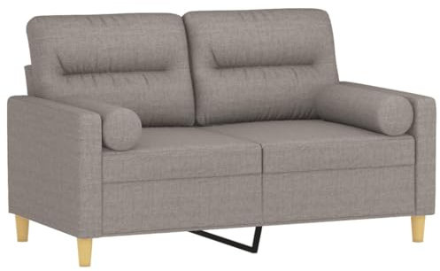vidaXL Sofa 2 Sitzer, Couch mit Zierkissen, Liegesofa für Wohnzimmer, Polstersofa Sessel Relaxsofa Loungesofa Relaxcouch, Taupe Stoff