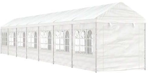 BaraSh Pavillon mit Dach Weiß 15,61x2,28x2,69 m Polyethylen Garten Pavillion Party Zelt